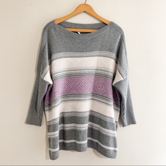 Sonoma Women’s Western Striped Scoop-neck Pullover Sweater Top Sz Large